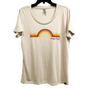 Oregon Coast Retro Sunset Graphic Tee Cream Tri-Blend T-Shirt NWOT Size L